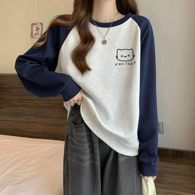 推荐女大童圆领无帽卫衣2025秋冬初中高中学生慵懒风oversize宽松