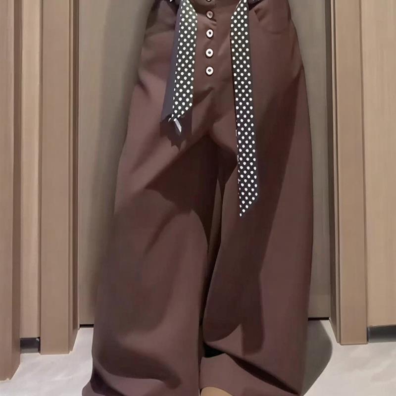 2025秋冬新款韩版咖色高腰