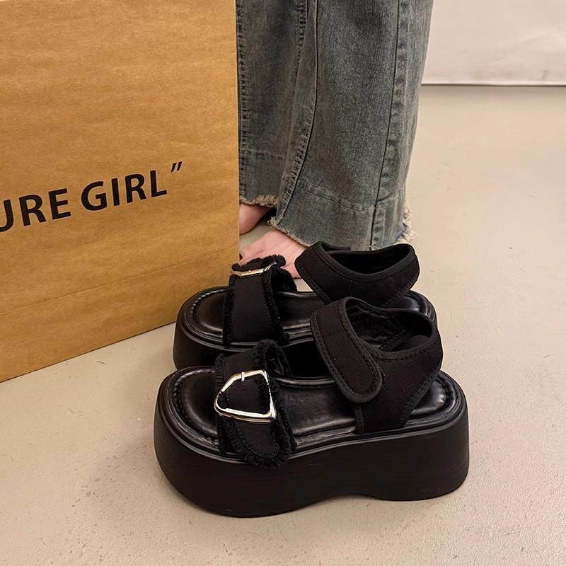 推荐法式绝美厚底凉鞋女夏季外穿高级感2025超火新款配裙子百搭坡