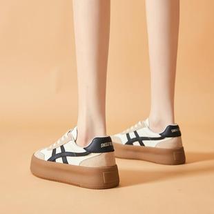 显瘦休闲女鞋 推荐 女增高6cm4cm真皮防滑厚底时尚 德训鞋 百搭女 爆款