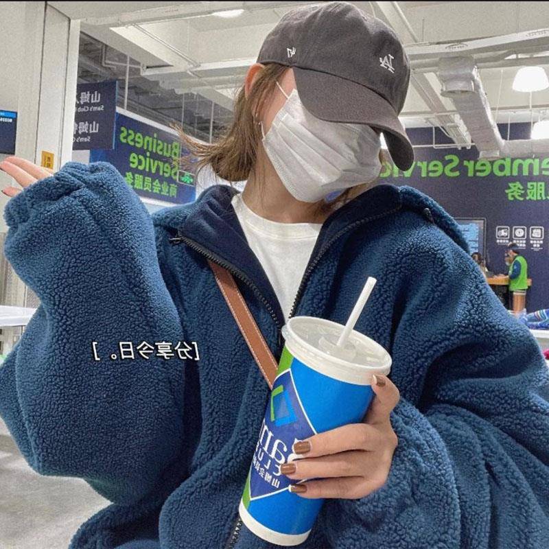 极速蓝色卫衣女秋冬季2026欧货爆款休闲小个子上衣加厚连帽棒球服