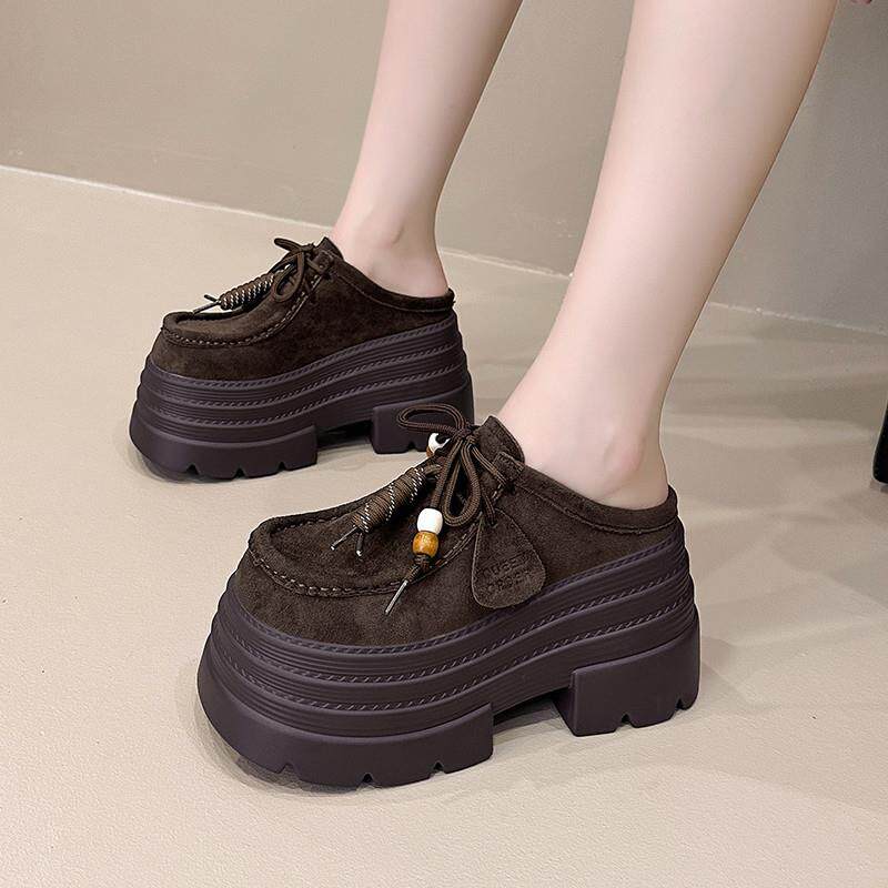 推荐2025秋季新款10cm内增高女鞋厚底小个子包头拖鞋百搭松糕勃肯