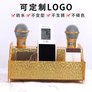 ktv无线 线话筒架压克力麦克风放置架多功能话筒支架收纳盒桌面台