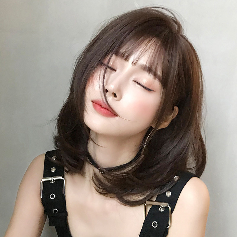假发女短发网红i齐肩中长发初恋头短发造型圆脸短卷发外翻假发套