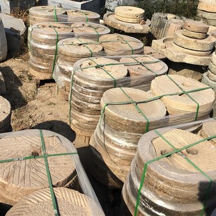 老石磨盘旧磨片农村石碾盘公园庭院铺G路石垫脚石别汀步石青石磨