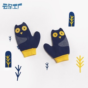 云朵工厂 新款冬季加厚保暖棉绒手套女可爱女生韩版卡通连指手套