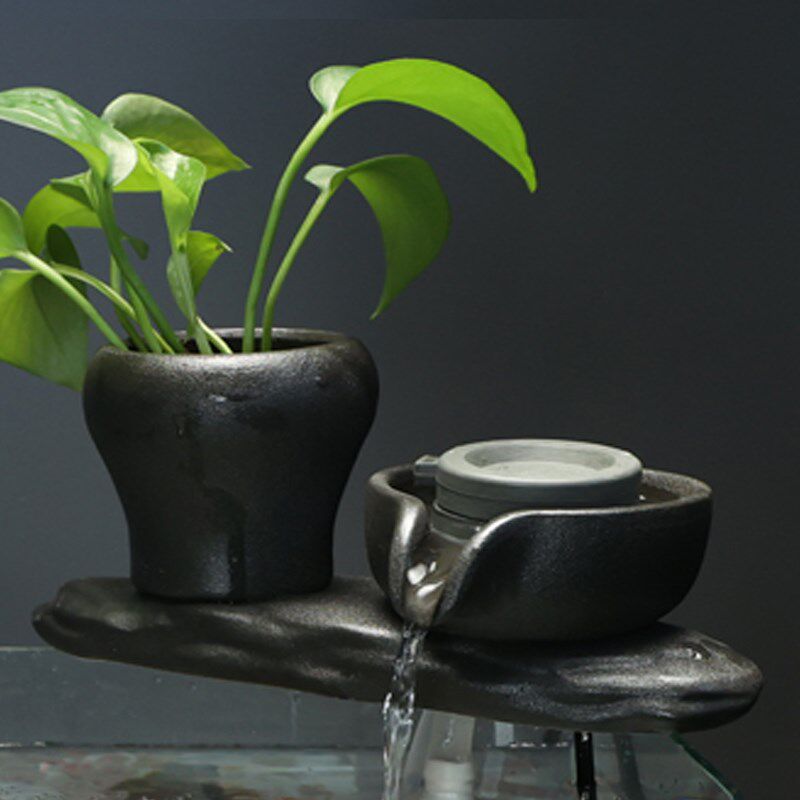 陶瓷玻璃鱼缸流水招财摆件开业礼品桌面办公室客厅室内装饰品 - 荣天苑商城123出品