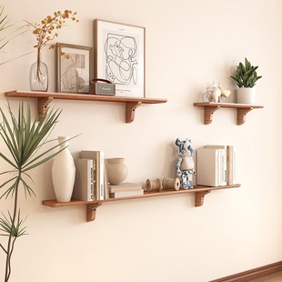 实木墙上置物架一字板实木木板隔板搁板原木层板S实木支架墙面书