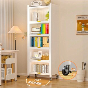钢制书架置物架带轮子可移动落地多层A小型窄40长60 70宽80cm书柜