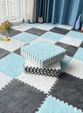 家用整铺毛绒拼接地毯卧室儿童房间满铺J可裁剪无味榻榻米泡沫地