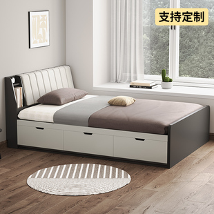 榻榻米地台床1米2落地榻榻米带抽屉带衣柜一体床定X制儿童网红床