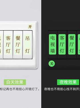 夜光灯开关贴纸标识贴插座面板标签贴家用开关装饰墙贴边框套保护