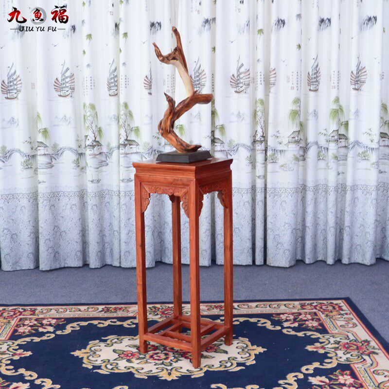 国标红木花架 缅甸花梨木花架花几 大果紫檀中式盆W景架置物架底