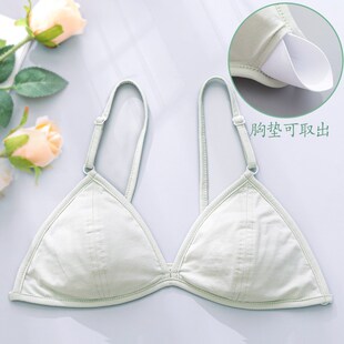 可拆卸三角杯超薄小胸q美背内衣一根带不勒防凸点睡眠文胸两点式