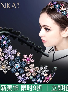 水钻发箍宽边女头花发饰百搭时尚带E钻头箍成年压发卡遮白发夹外