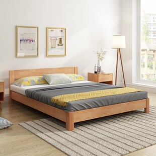 全实木床1.5现代k简约1.8米双人床简易出租房床架单人床1.2m经济