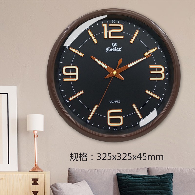 房间夜光挂钟卧室超静音钟表客厅家用时钟挂墙荧光极简约木制挂表