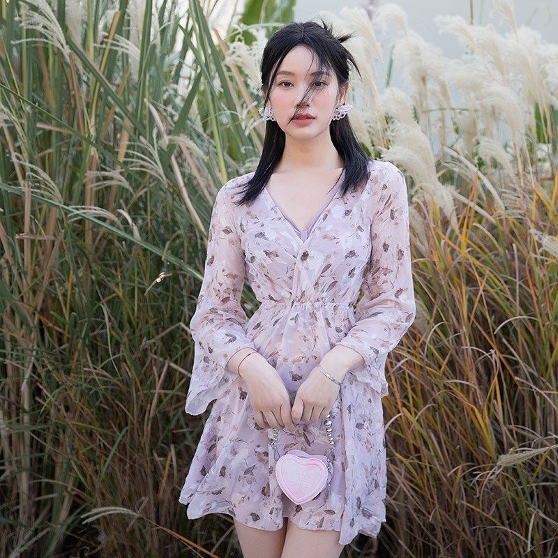 泡温泉泳衣女冬天大码遮肚显瘦宽松罩衫保守分体式遮肉女士三件套