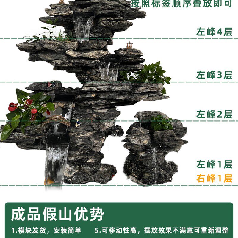 真石假山流水景摆件鱼缸造景喷泉天然石青龙石原石水幕墙庭院别墅