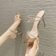 夏季 气质凉拖 水钻仙女风一F字带两穿细跟高跟鞋 凉鞋 女2024年新款