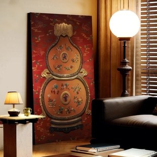 法式客厅装饰画福禄饭厅挂画书房肌理感壁画办公室高级实木漆画