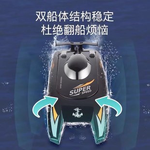 遥控船大马力水上飞艇高速快艇充电动可下水儿童男孩轮船模型玩具