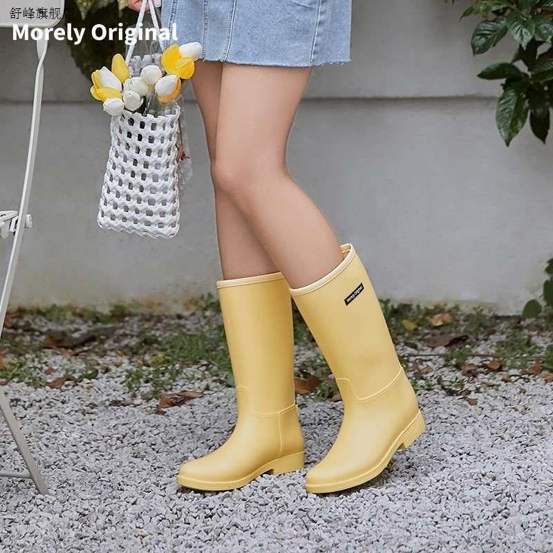 新款雨鞋女时尚款外穿高筒水靴女士雨靴加绒加厚长筒水鞋防水新款