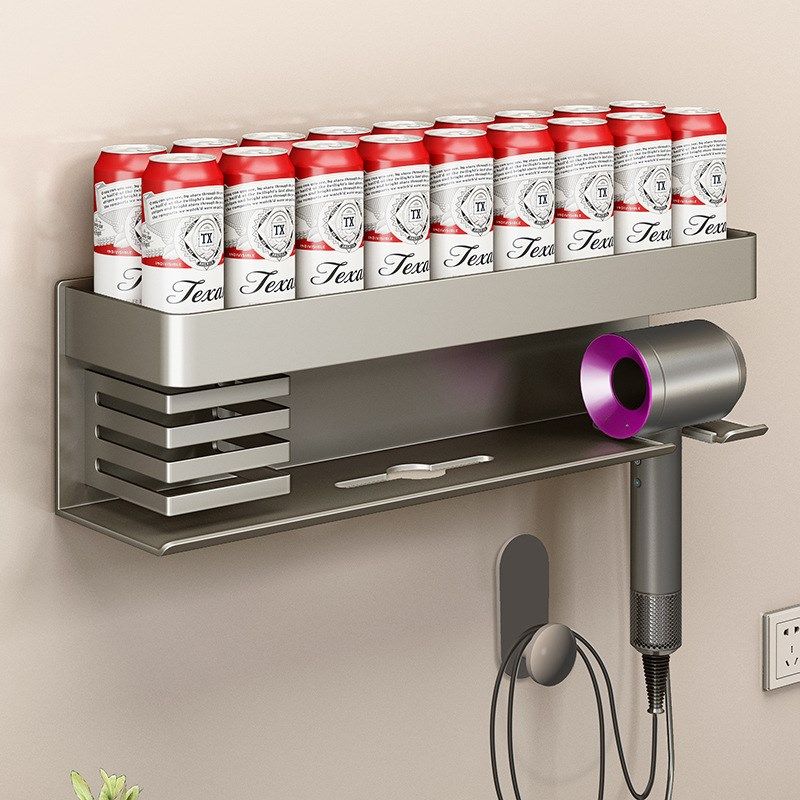 卫生间吹风机置物架免打孔支架洗手台洗漱台洗脸巾电吹风筒收纳架