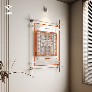 亚克力金属杆玄关走廊装饰画高级感丝巾马鞍图案方形客厅餐厅挂画