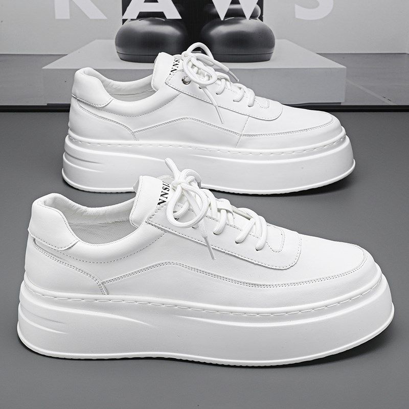 增高鞋男10cm高级感休闲白色板鞋隐形内增高6cm8cm厚底百搭小白鞋