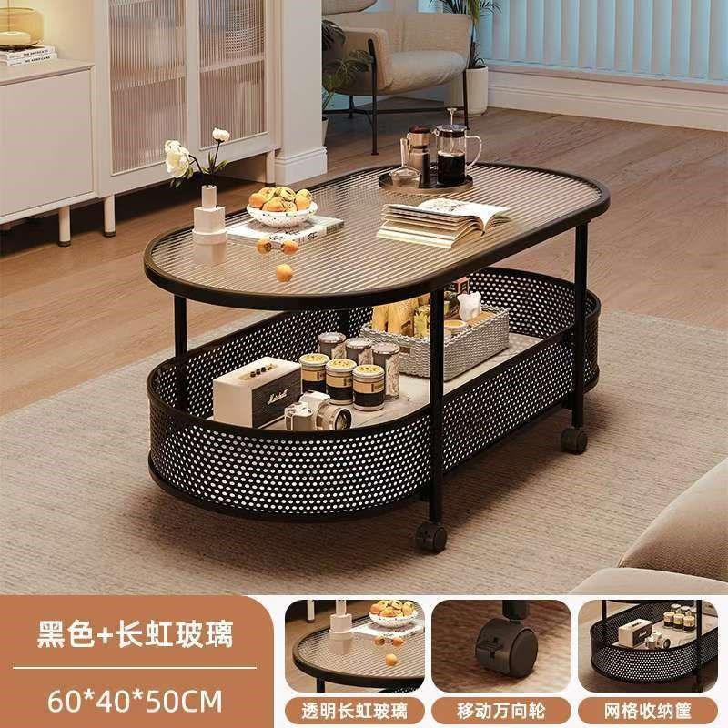 奶油风轻便可移动边几小户型客厅茶几沙发侧边带轮简约收纳小推车