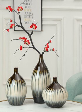 现代简约软e装样板房间客厅陶瓷插花色釉花瓶室内卧室摆设干花器