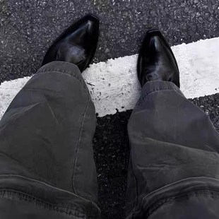 模特巫师鞋尖头皮鞋男女高跟走秀潮款小众翘头厚底增高休闲德比鞋