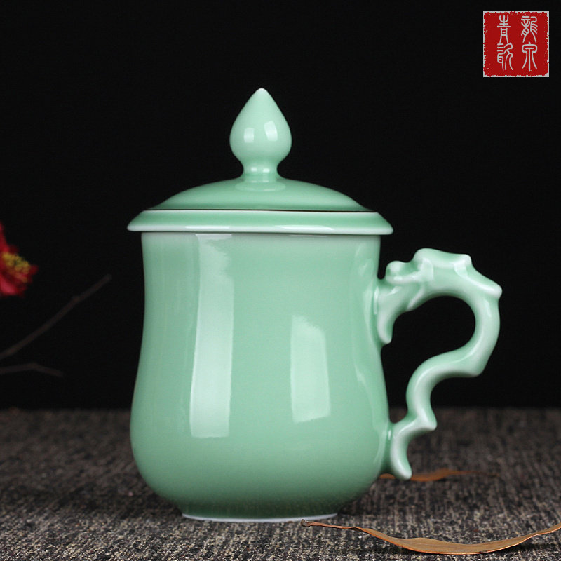 青瓷茶具礼品家用男女泡茶杯陶瓷带盖大号水杯个人会议杯订做