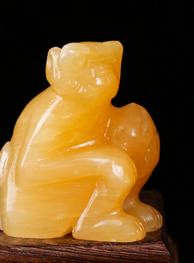 天然黄玉南玉石十二生肖 摆放三合局家居办公室客厅摆件饰品礼物