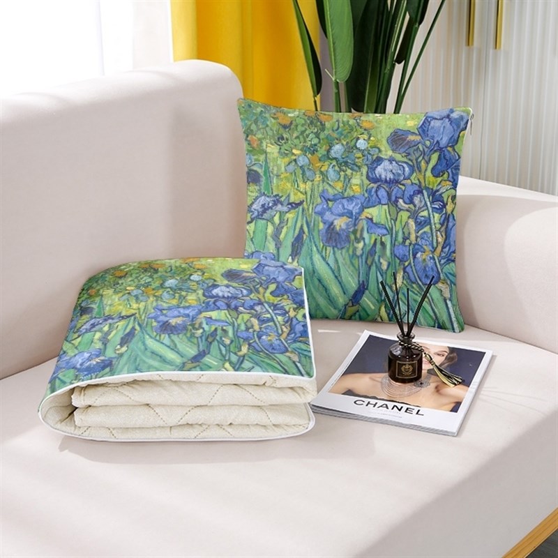 梵高创意花朵 可爱抱枕被子两用二合一四季通用车用办公室午睡靠