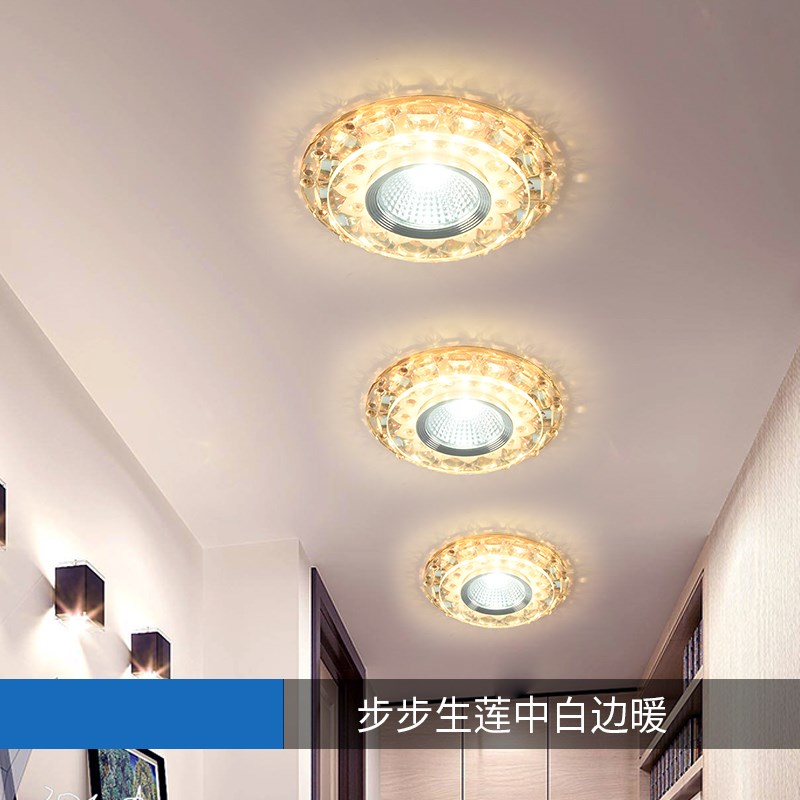 水晶LED射灯欧式客厅餐厅吊顶6/7.8/8/10开孔天花筒灯洞灯嵌入式
