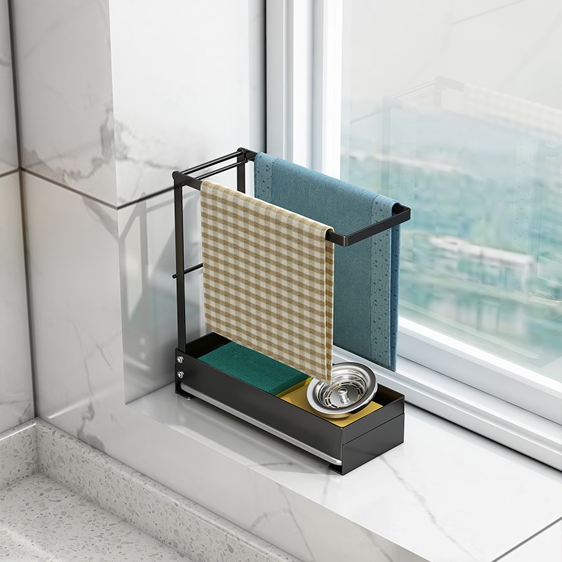 厨房置物架免打孔抹布架浴室收纳架子壁挂墙式洗碗布毛巾刷沥水架