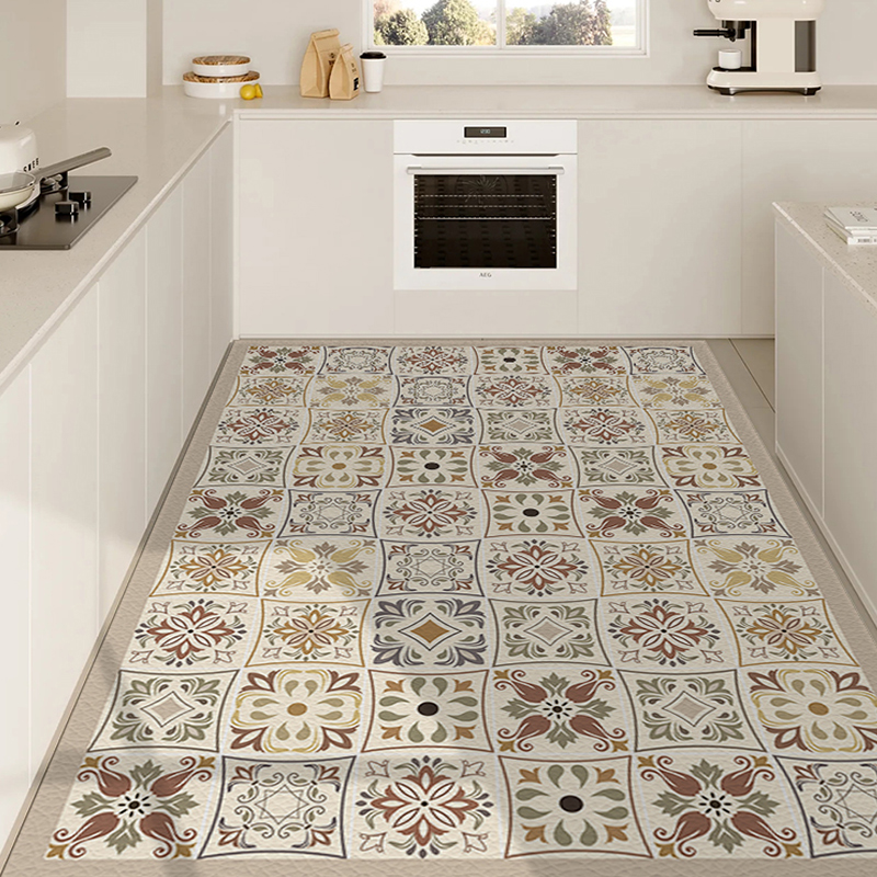 波西米亚厨房地垫防滑防油可擦免洗PVC脚垫防水防脏整铺垫子家用