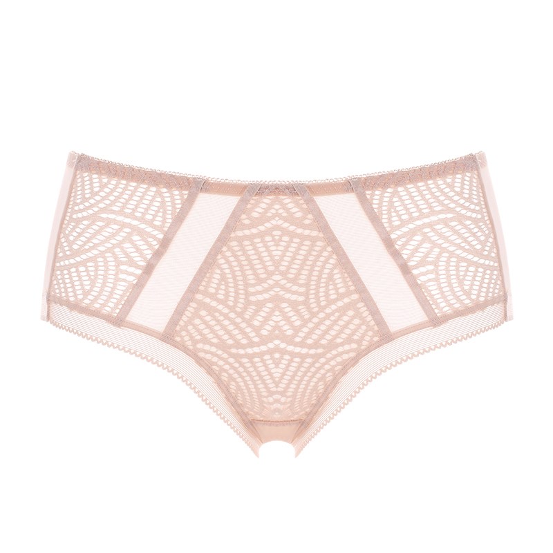 美佳美侬蕾丝拼接网纱内裤女中腰透气性感干爽轻薄棉底档M84908