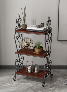 北欧铁艺客厅落地式置物架轻奢多层架子收纳架室内卧室物品陈列架