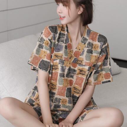 汗蒸服女可定制韩版大码加肥情侣亚麻睡衣浴服家居服亲子装桑拿服