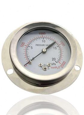 供应不锈钢膜盒压力表不锈钢微压压力表轴向带前边YE-60ZT 20KPA