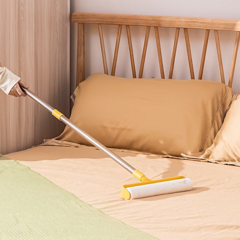 长柄粘毛器长杆可伸缩加长滚筒刷可撕式纸地板粘灰尘毛发地毯清洁