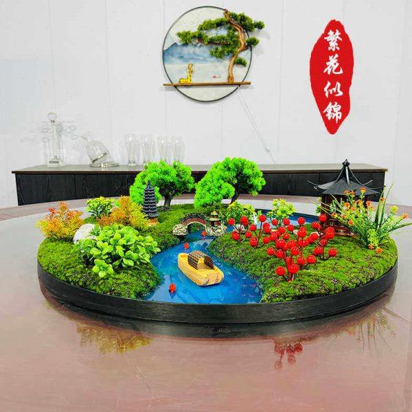 酒店会所餐桌大圆桌桌面创意摆件转盘中间造景摆花微景观装饰品,家居饰品,餐桌花艺,淘宝优惠券,粉丝福利购,淘宝优惠卷