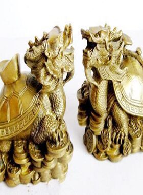 铜龙龟吉祥如意龟背元宝龙龟摆件客厅办公室桌面摆设家居工艺礼品