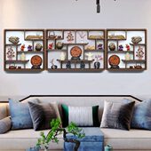 博古架多宝阁紫砂壶茶杯实木收纳置物壁挂展示架茶壶茶具中式 架