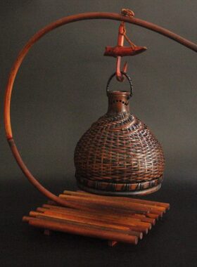 Z26手工竹编香炉室内焚香底座盘香居家摆件