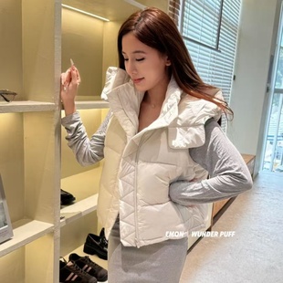 lulu同款冬季Wunder Puff鹅绒四格马甲羽绒服泡芙连帽短款外套女