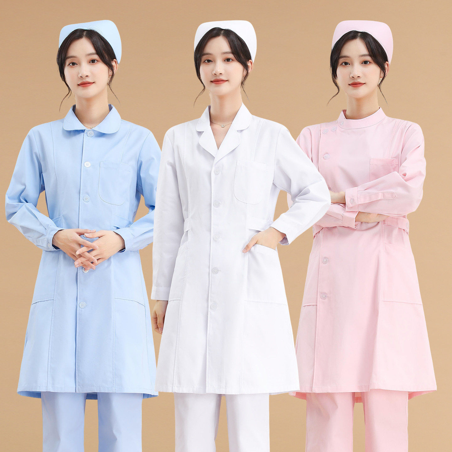 护士服女夏季薄款长袖白